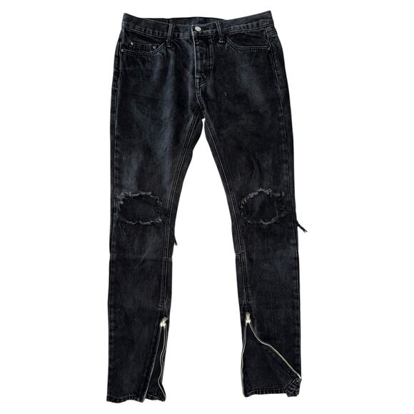MNML Black Distressed Skinny Jeans 30 - Picture 4 of 9